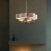Lampa wisząca abażurowa sześciopłomienna lniana okrągła chromowana minimalistyczna klasyczna HIGHCLERE 99151 ENDON 
